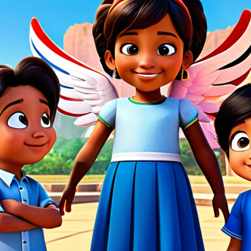 Home 6 A cheerful animated Jett (Super Wings character) interacting with a group of diverse children from different cultures. The children are fully clothed in modest, traditional attire representing various global regions. The background is a vibrant montage of iconic world landmarks and cultural symbols, showcasing global geography and cultural understanding. The scene is bright and educational, emphasizing learning and cultural appreciation. Professional animation style, high quality, safe for work, appropriate content, fully clothed, perfect anatomy, correct proportions, natural pose, well-formed hands, proper finger count, natural body proportions, family-friendly.